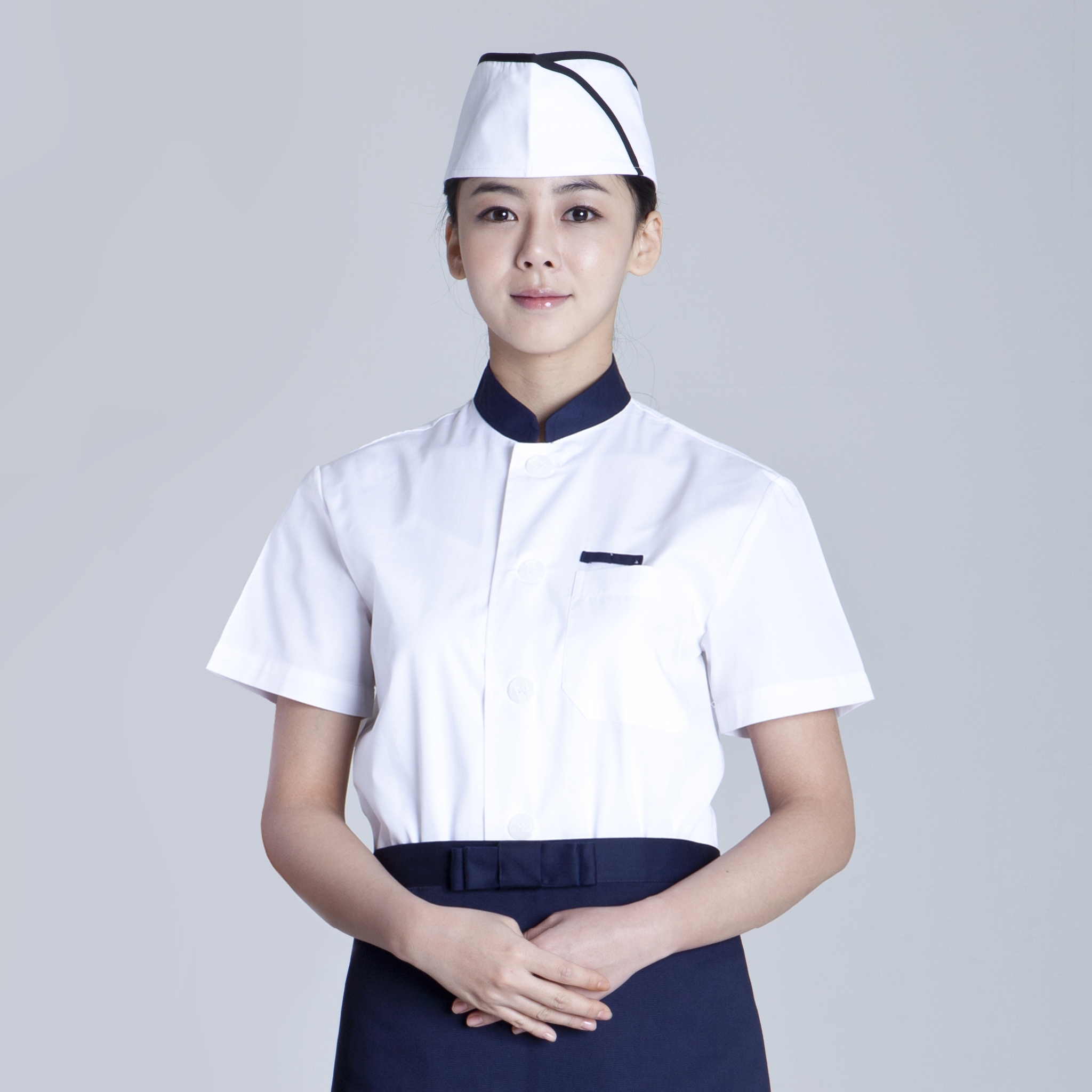 화이트 네이비 45수 싱글 반팔 쉐프복