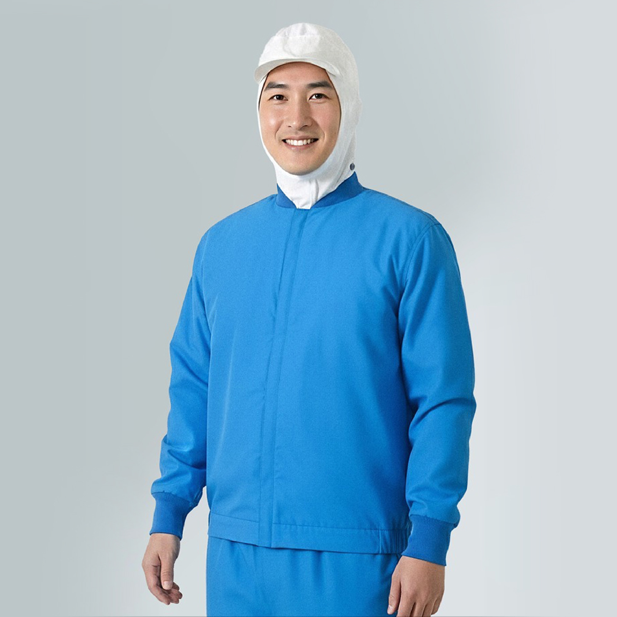 블루 발수 스판 방한 위생 점퍼