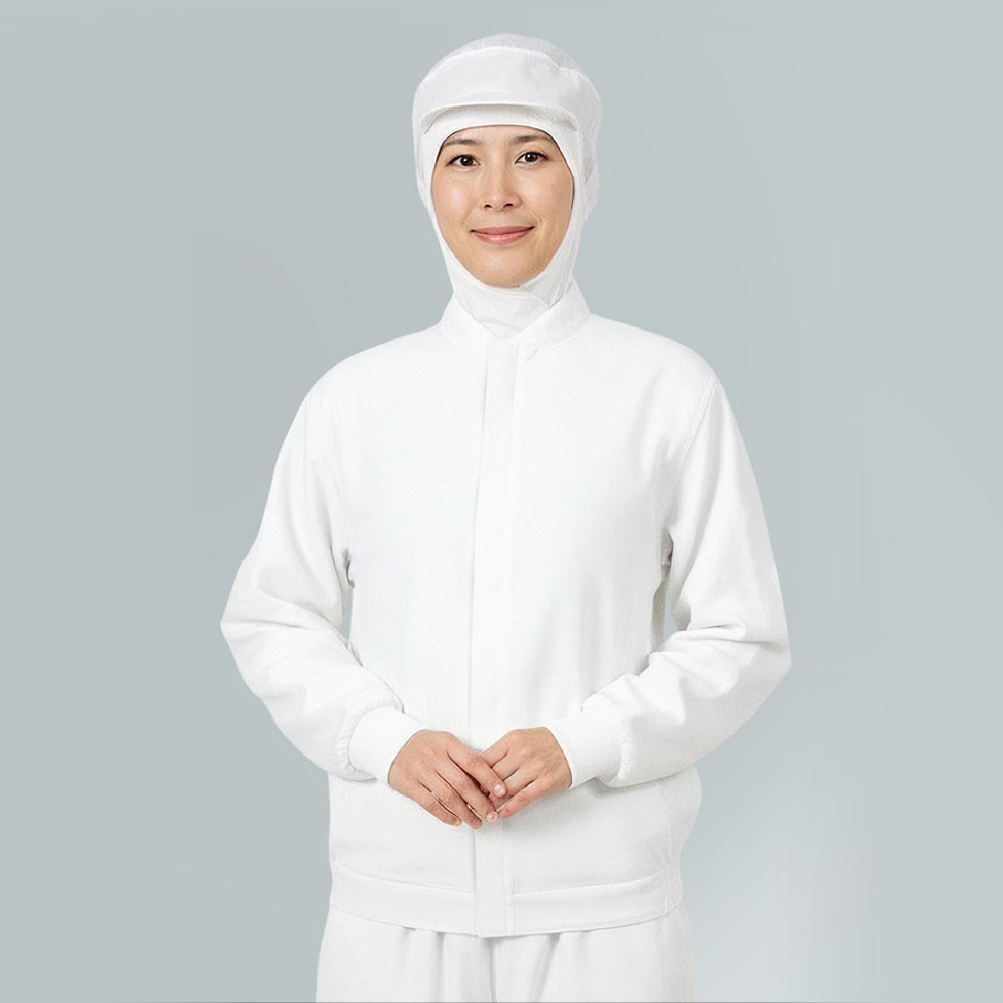 화이트 발수 스판 방한 위생 점퍼