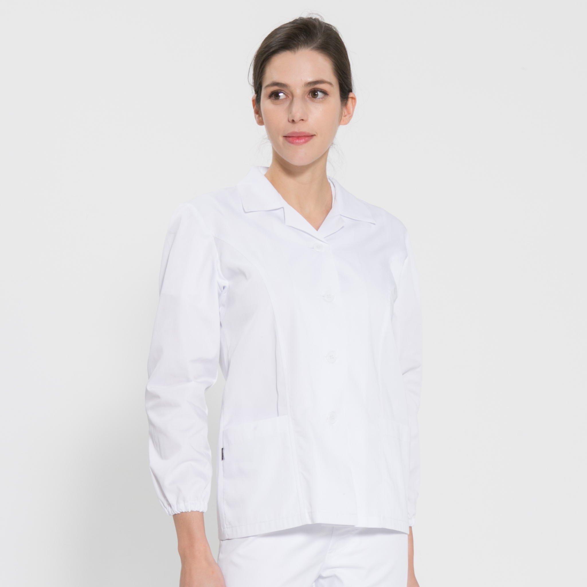 여성용 화이트 45수 쿨스판 긴팔 위생셔츠