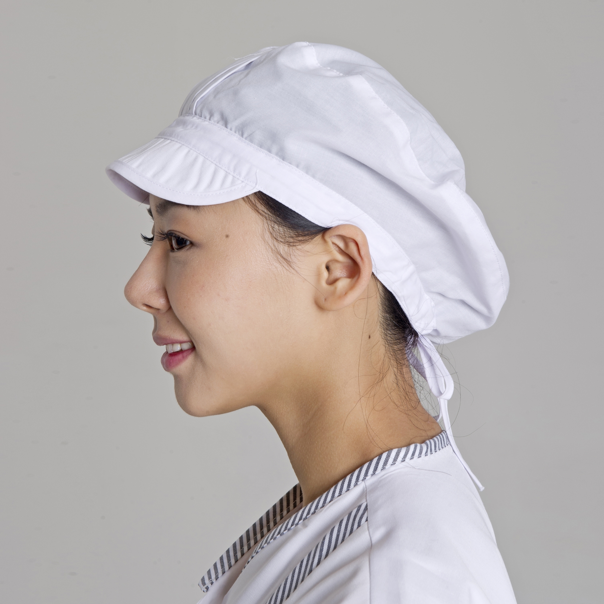 화이트 앞주름 천 위생모자