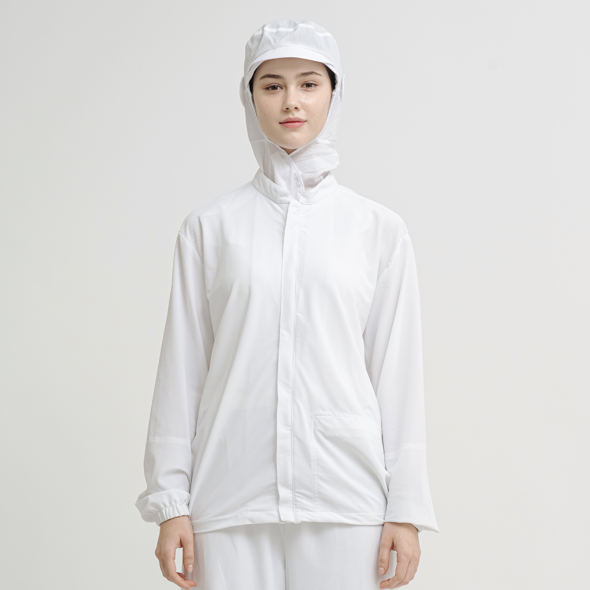 화이트 쿨스판 심플 위생복 자켓