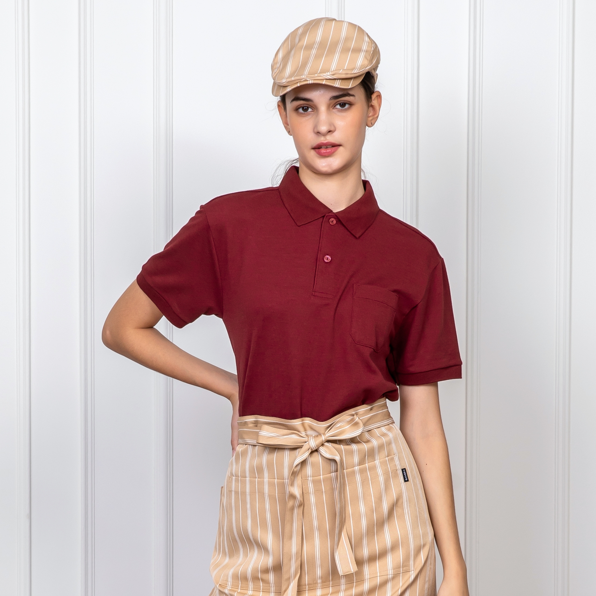 버건디 면 혼방 폴로셔츠 (반팔/긴팔)