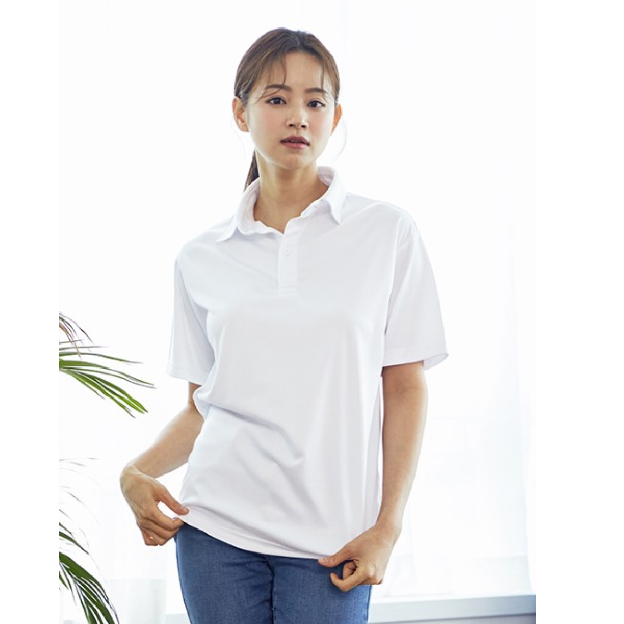화이트 쿨라이트 레귤러 폴로티셔츠-반팔