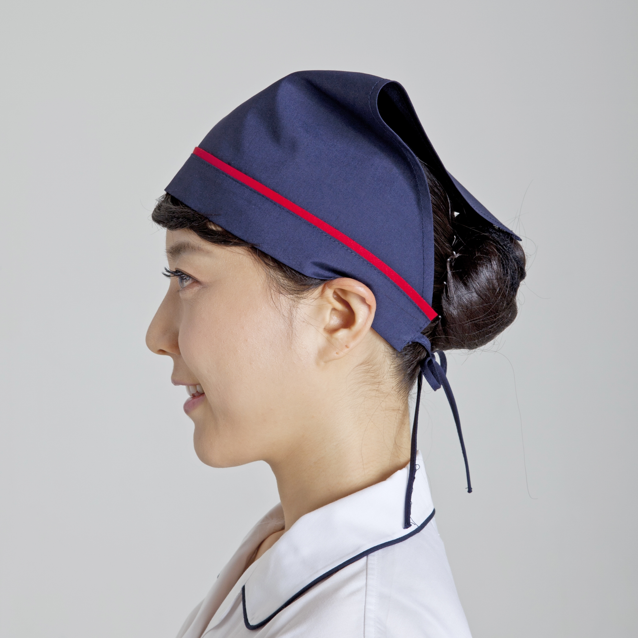 네이비 레드 머리 스카프