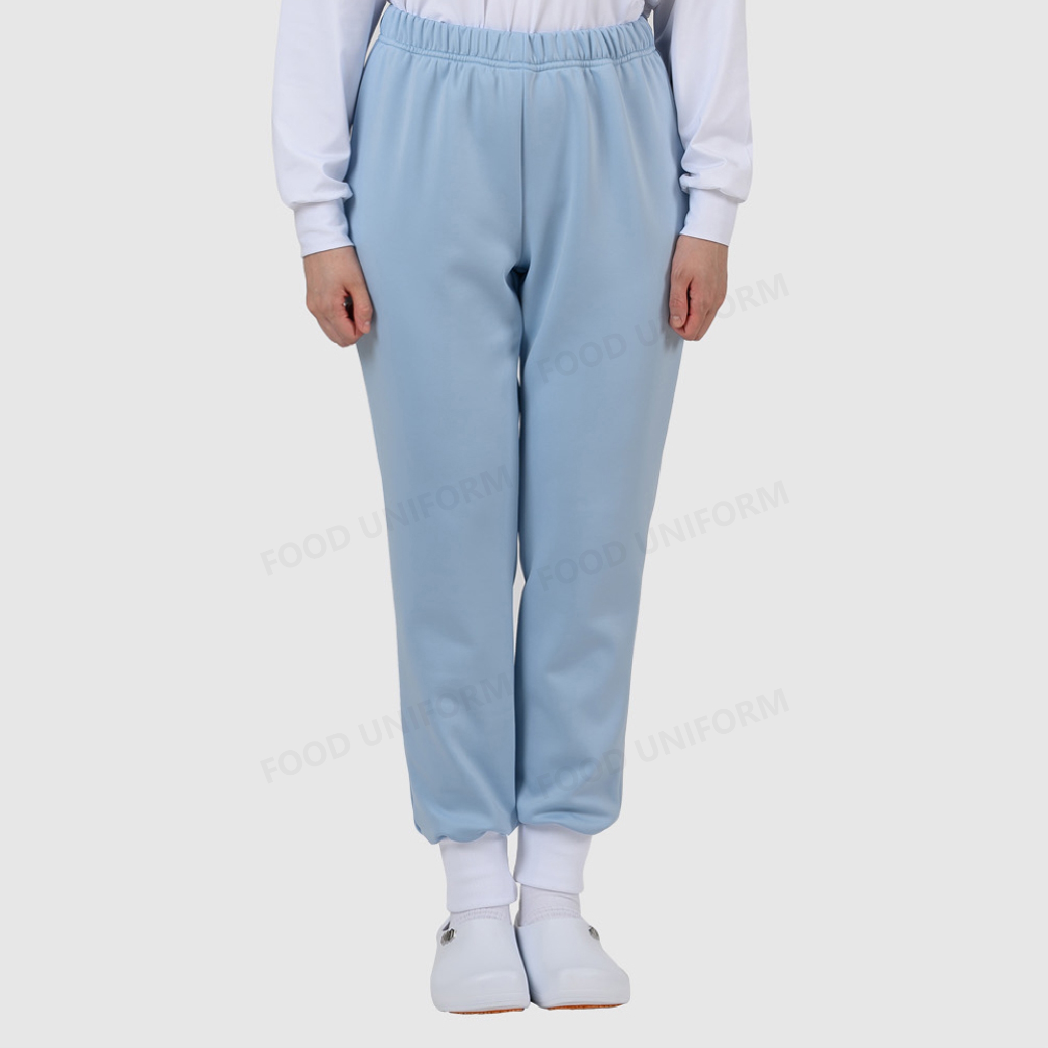 화이트 블루 기모 히팅 위생바지