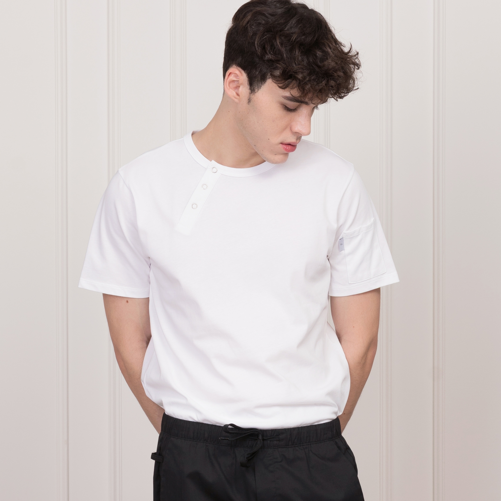 화이트 액티브코튼 쉐프셔츠