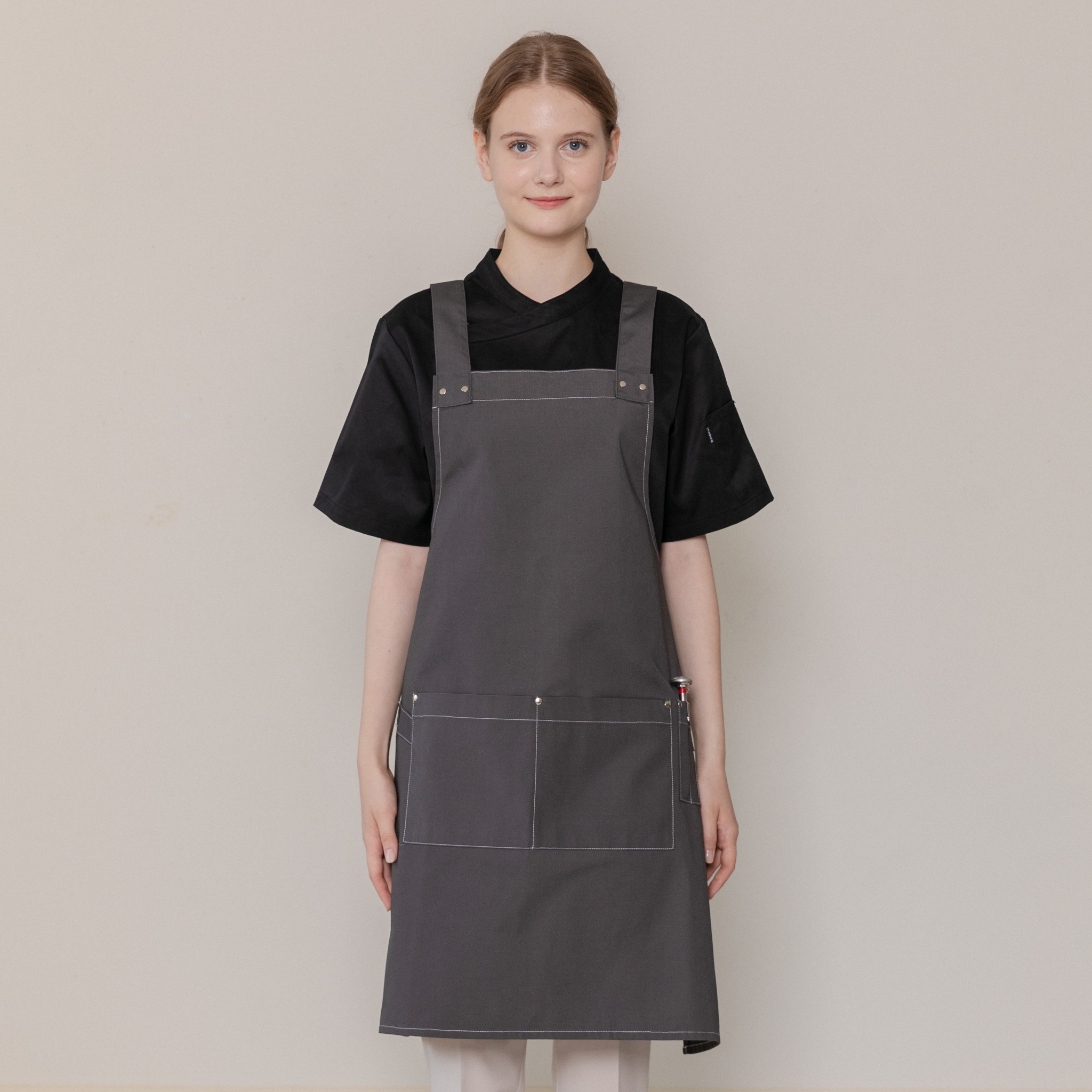 그레이 옥스포드 리벳 H형 앞치마
