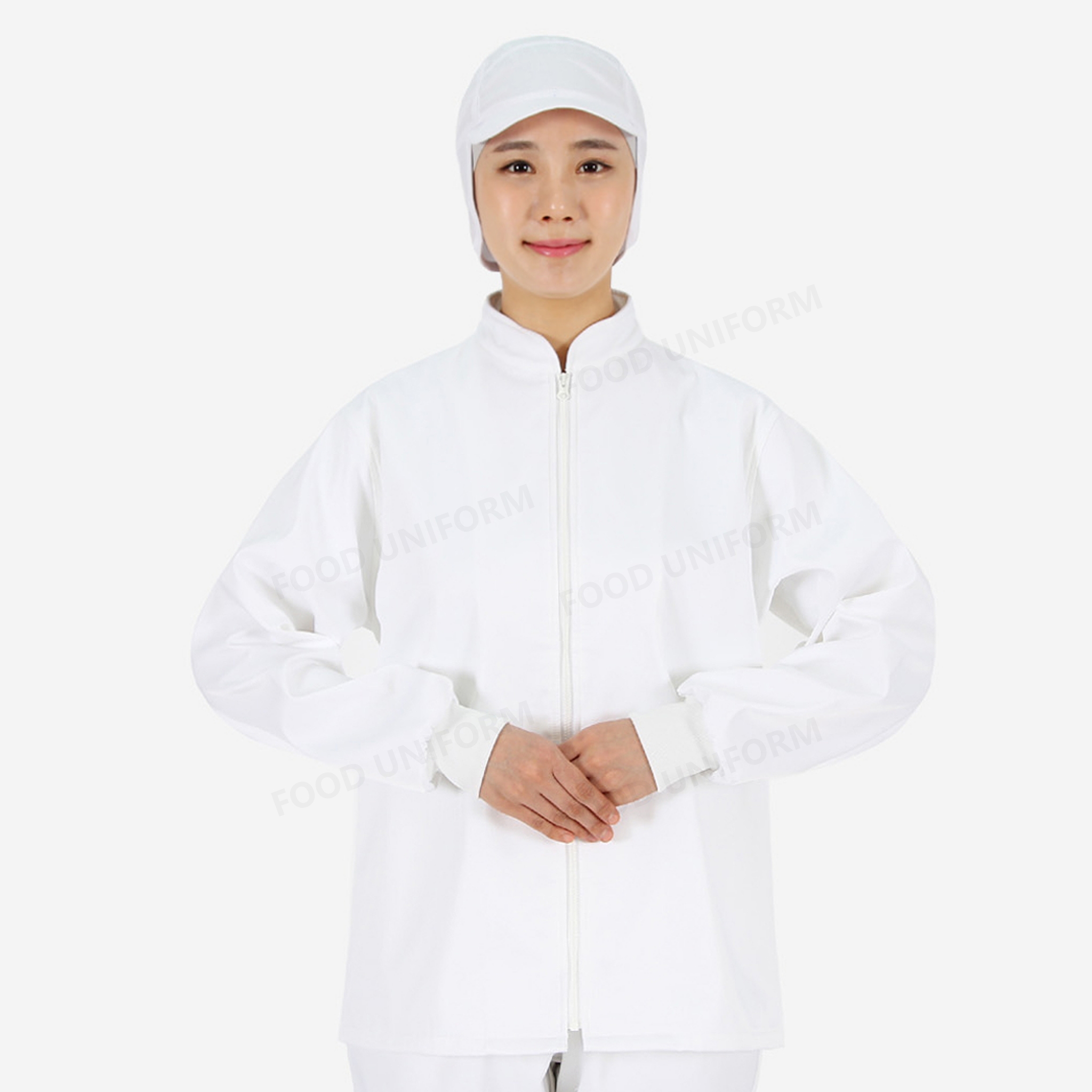 화이트 발수가공 기모 위생복 상의
