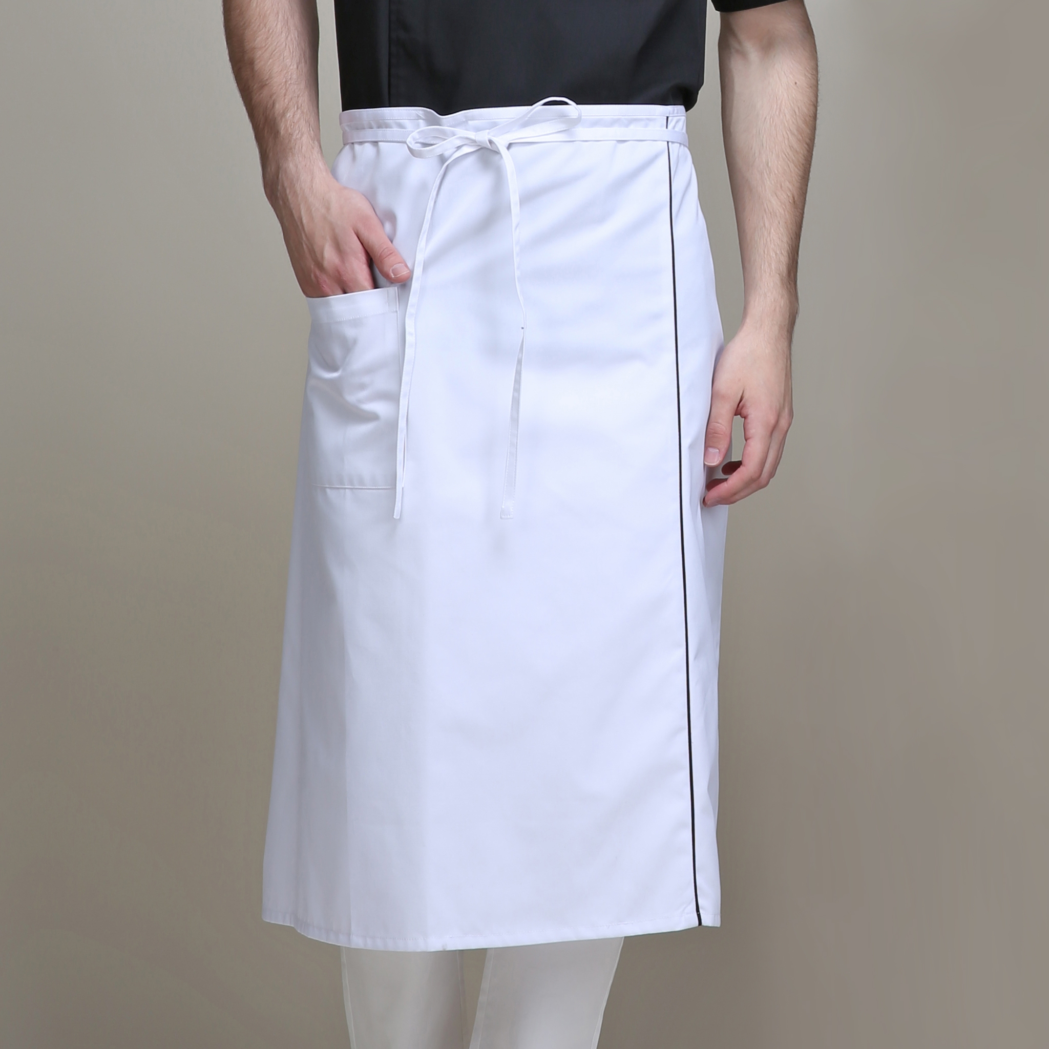 화이트 블랙파이핑 허리 앞치마