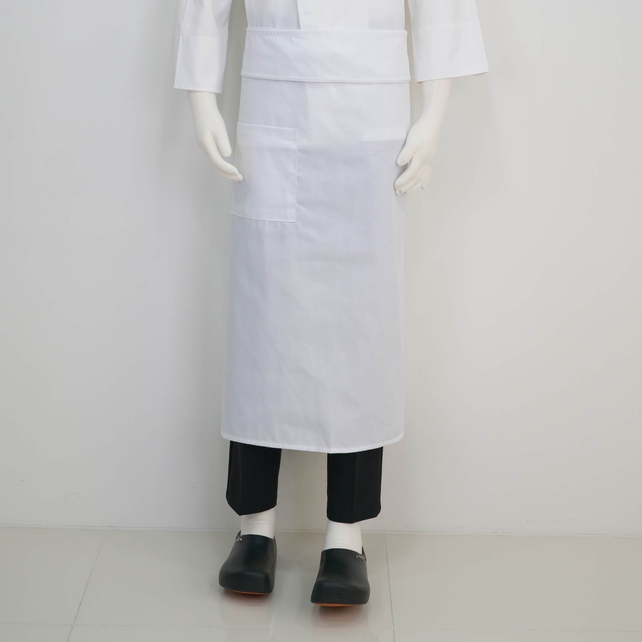 화이트 롱 덮개 허리 앞치마
