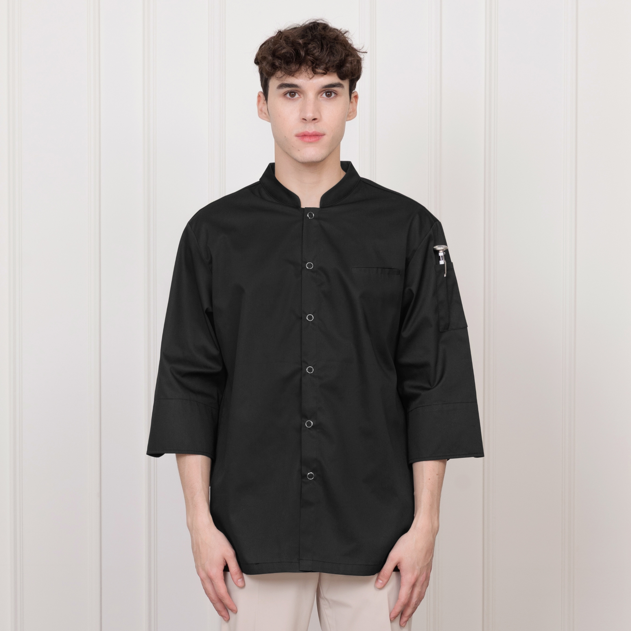 블랙 싱글 쿨론 칠부 쉐프복