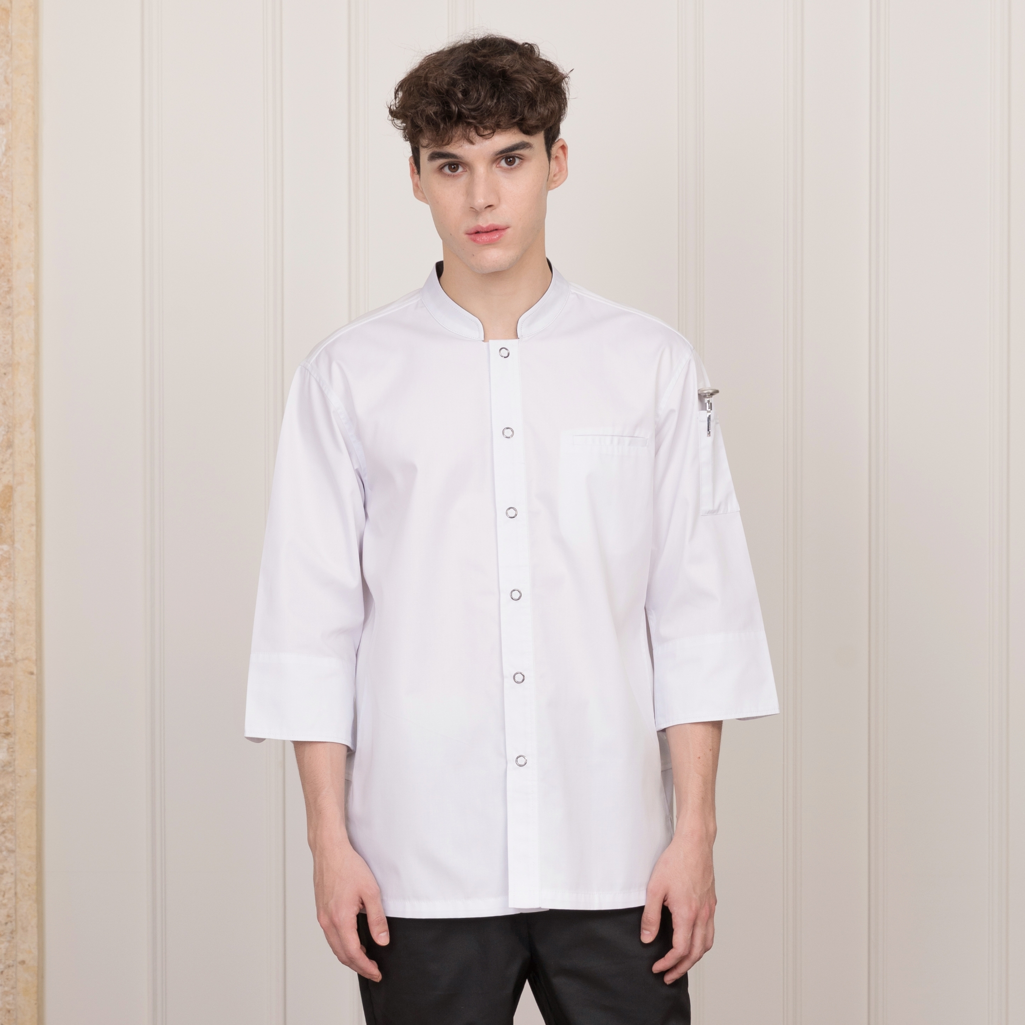 화이트 싱글 쿨론 칠부 쉐프복