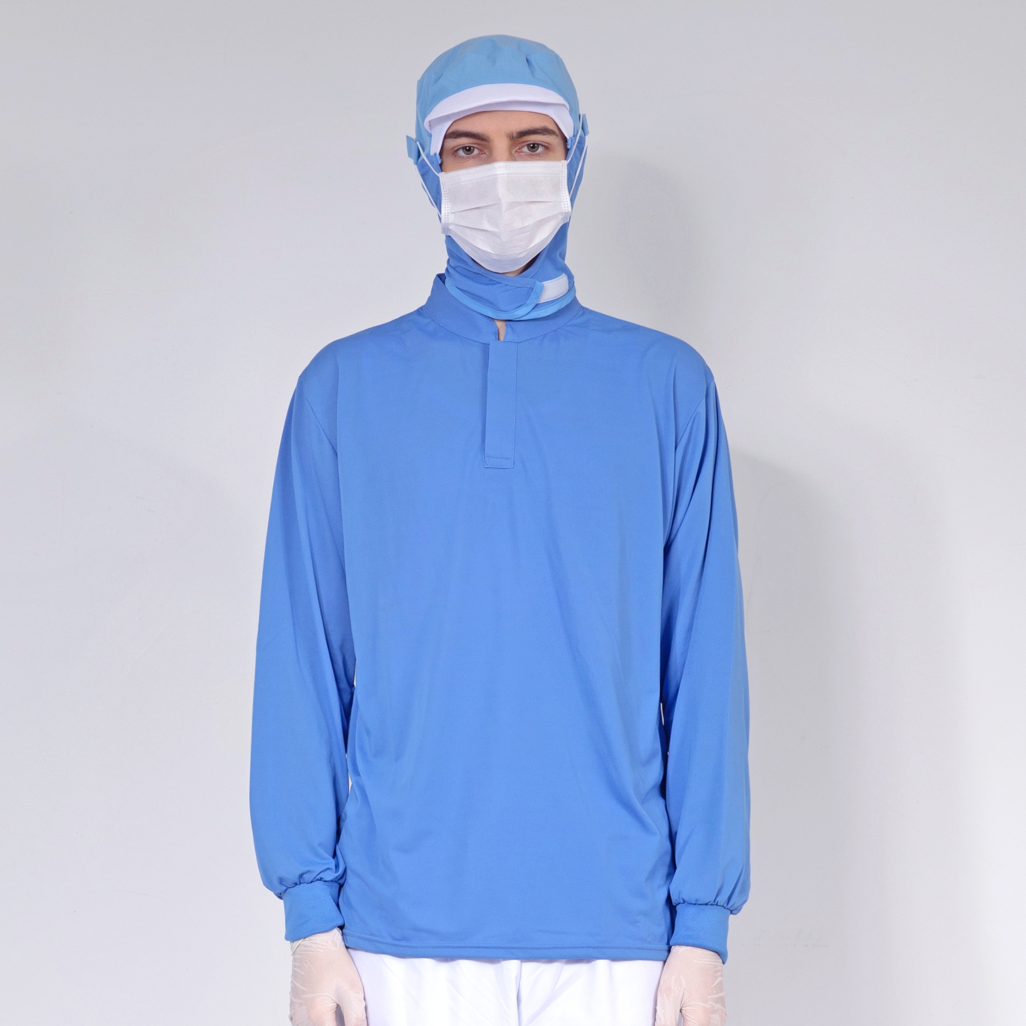 블루 HACCP 긴팔 위생 티셔츠
