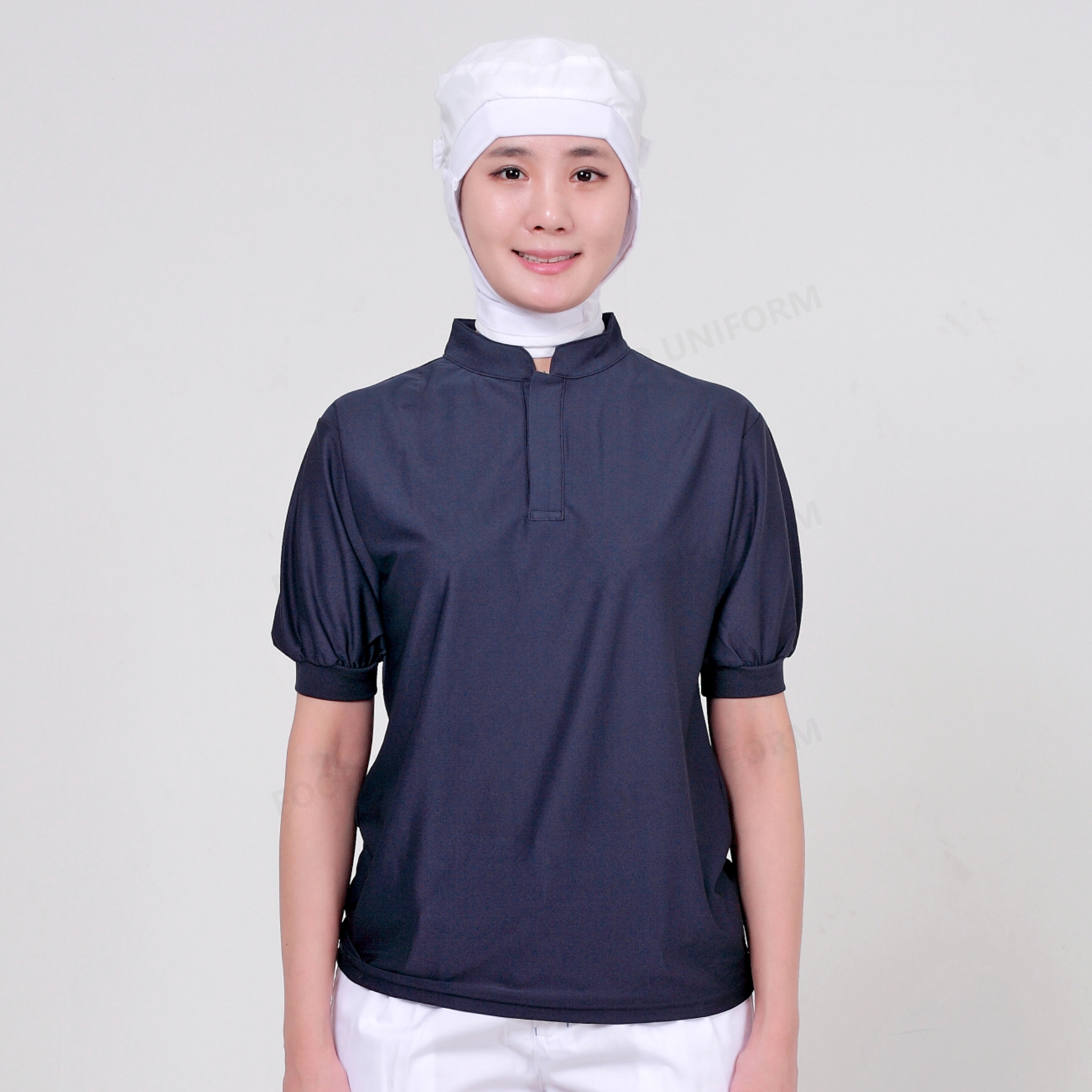 여름용 네이비 HACCP 반팔 위생 티셔츠