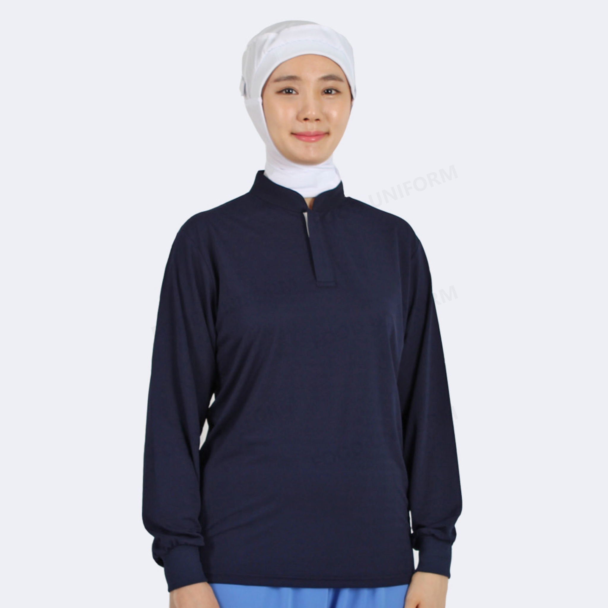 네이비 HACCP 긴팔 위생 티셔츠