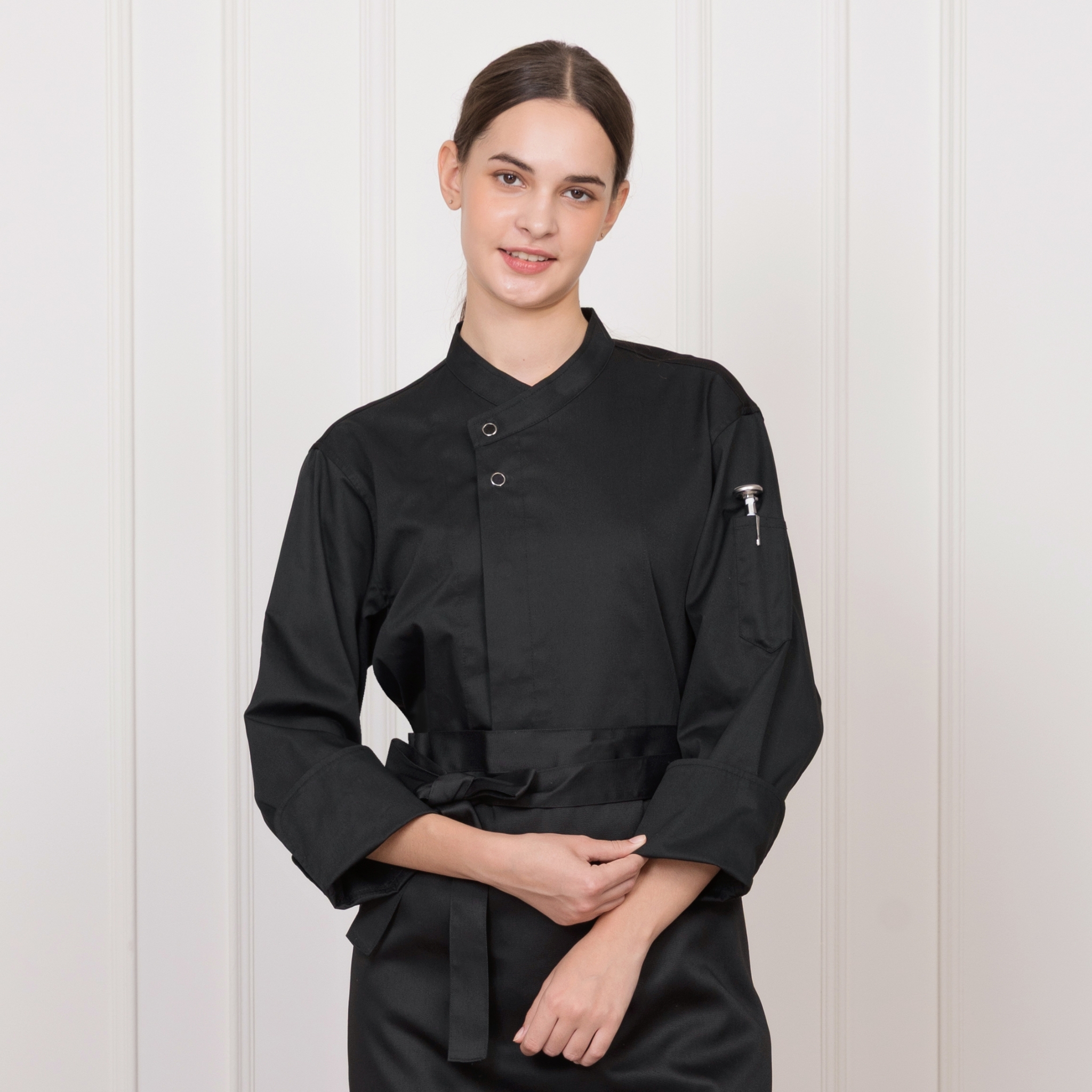 블랙 더블버튼 긴팔 쉐프복