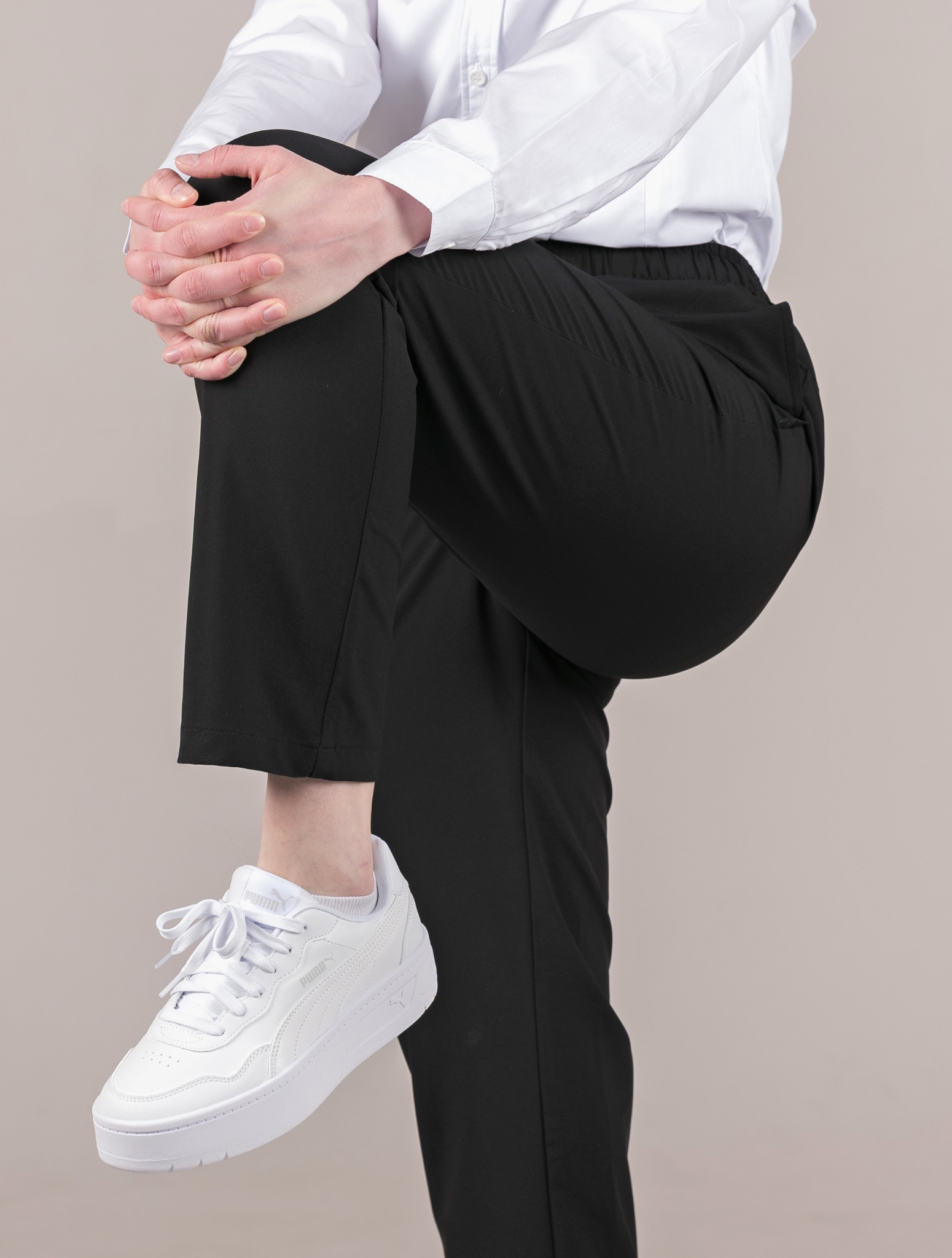 블랙 기능성 고무줄 바지(여성)