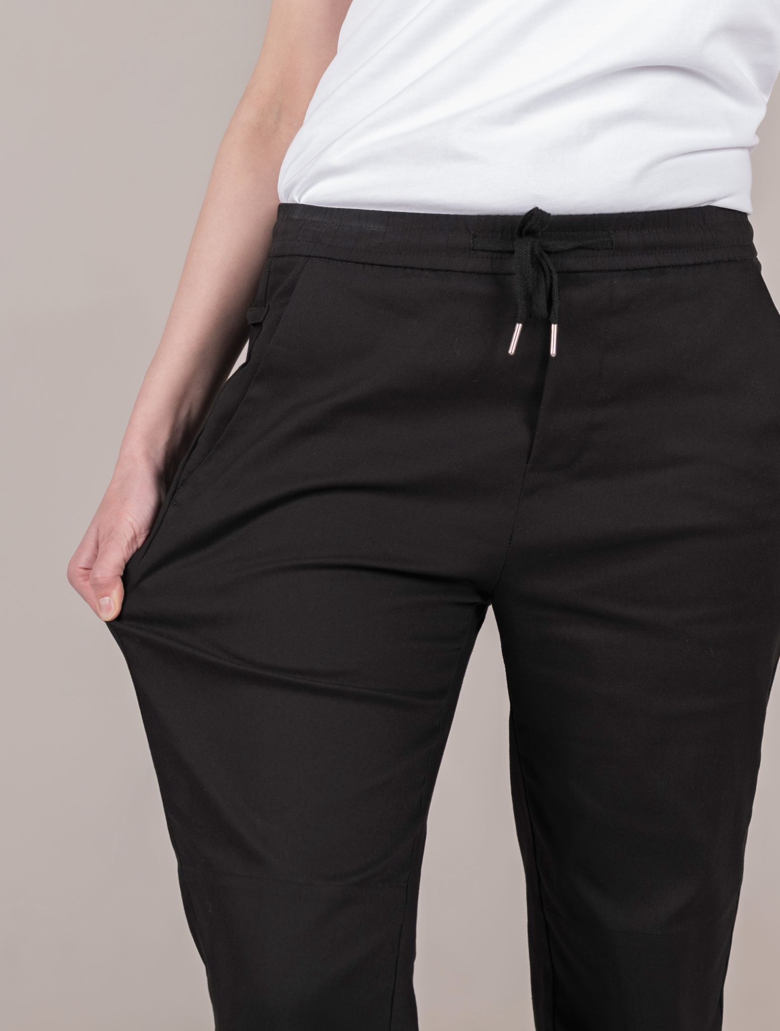 블랙 면 스판 바지