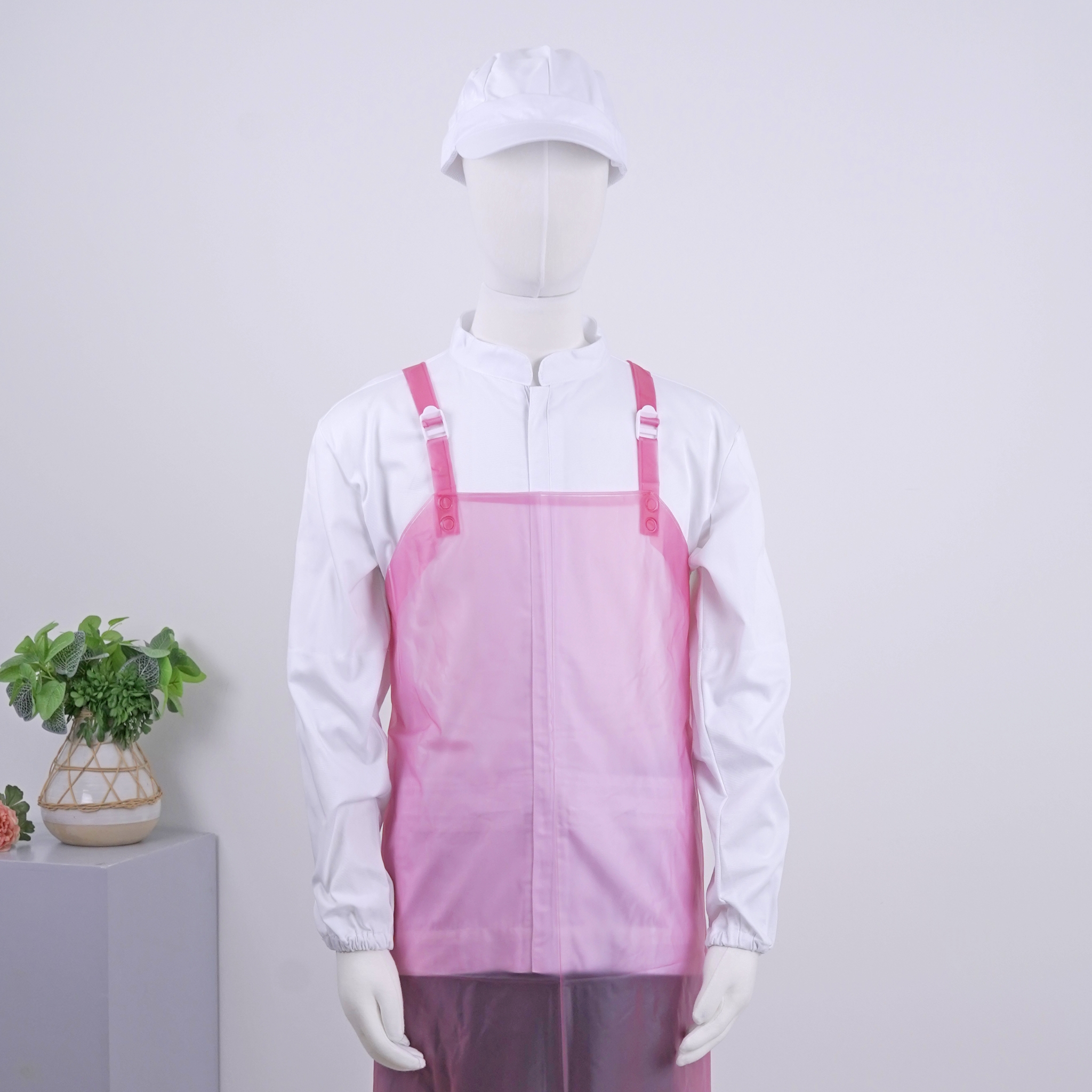 핑크 우레탄 방수 대형 쌍고리 H형 앞치마