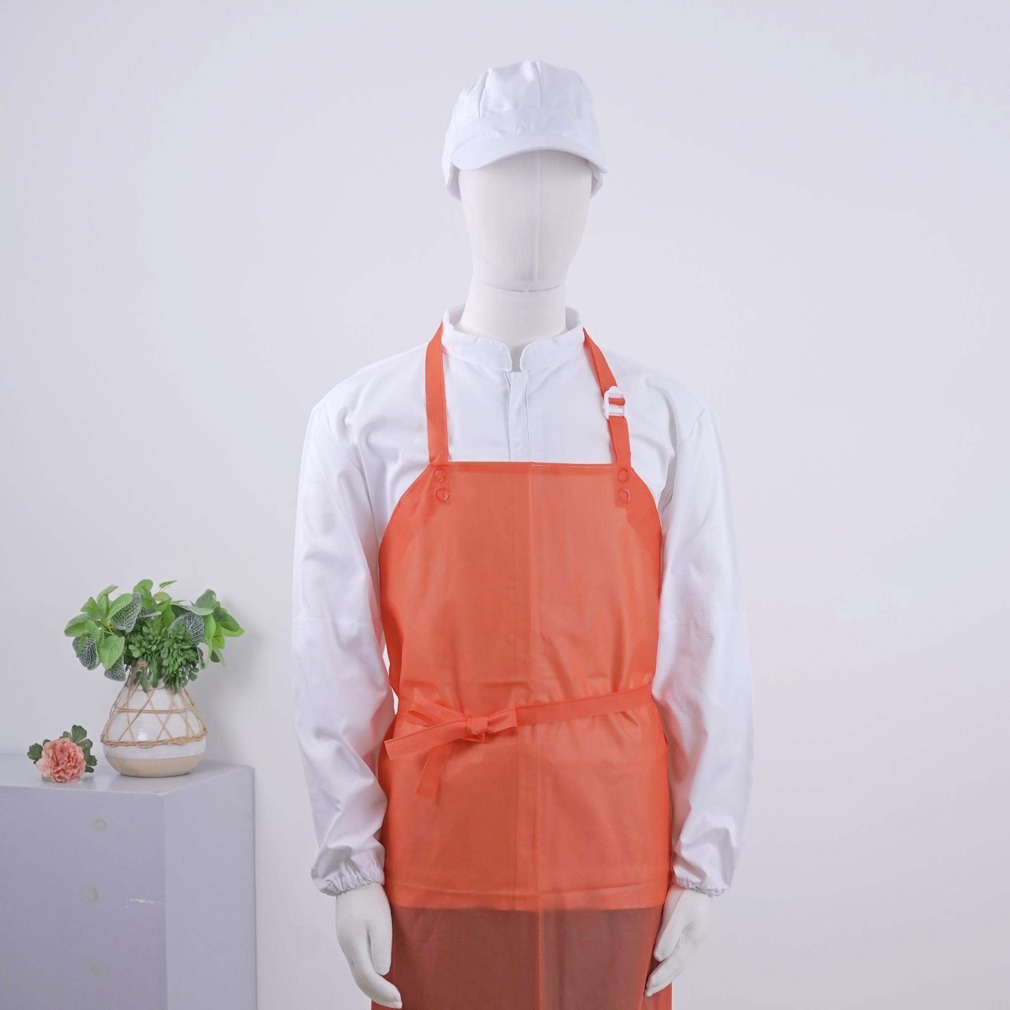 오렌지 우레탄 방수 대형 목걸이 앞치마