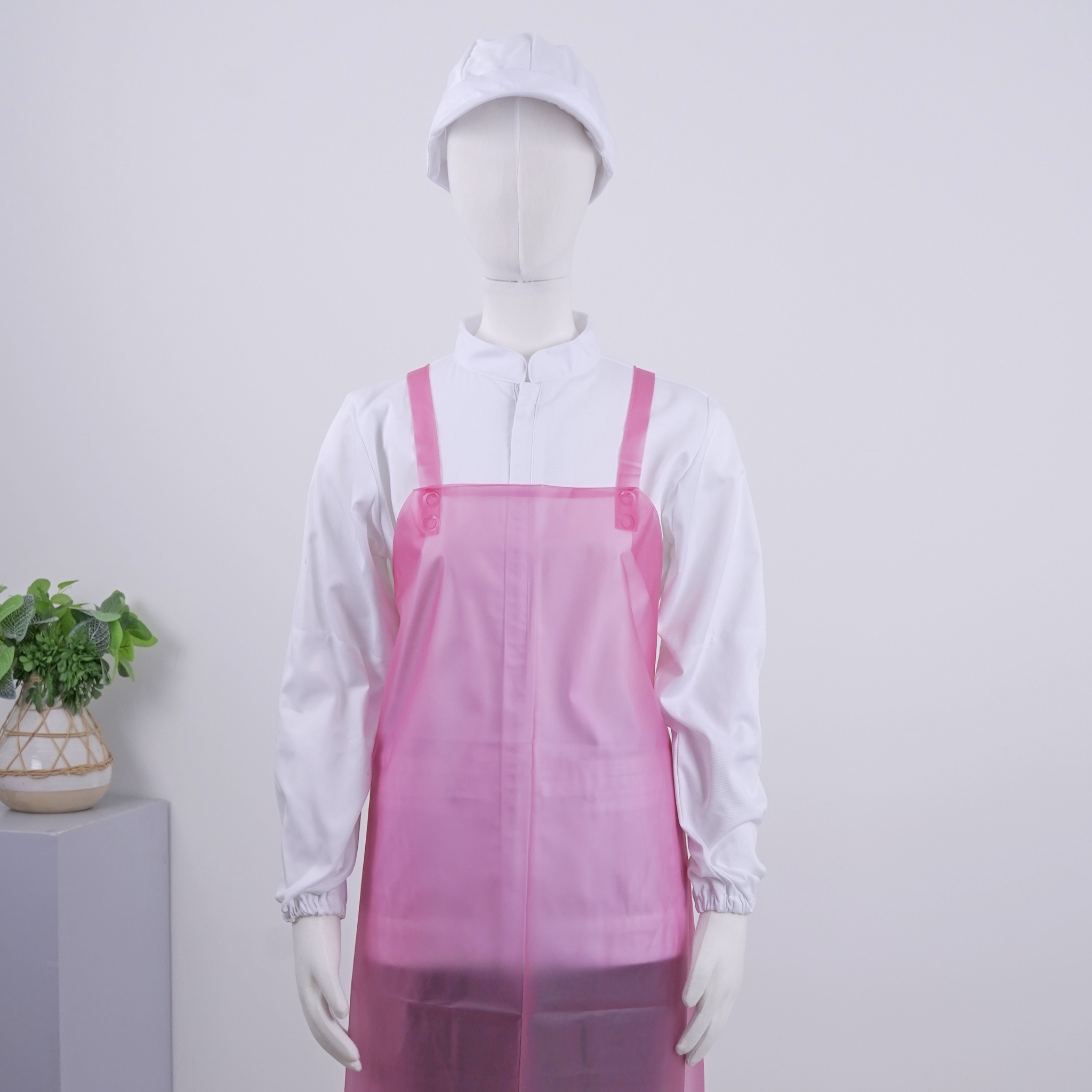 핑크 우레탄 방수 중형 H형 앞치마
