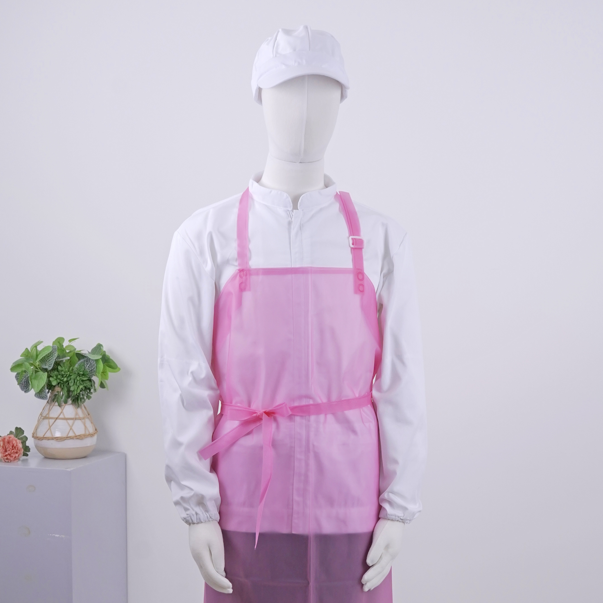 핑크 우레탄 방수 특대형 고리 목걸이 앞치마