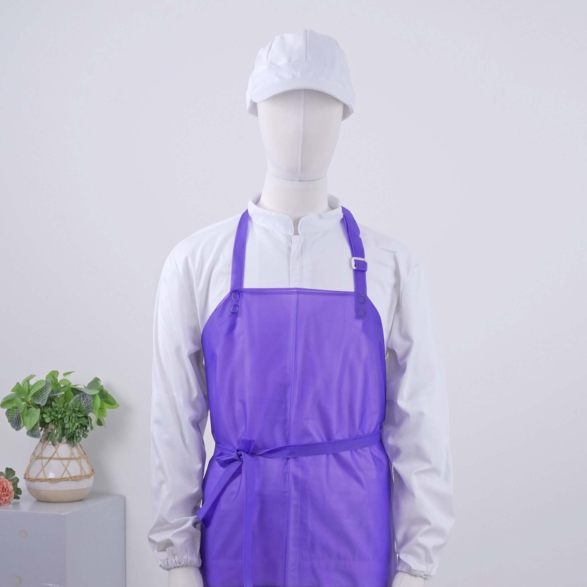 퍼플 우레탄 방수 특대형 고리 목걸이 앞치마
