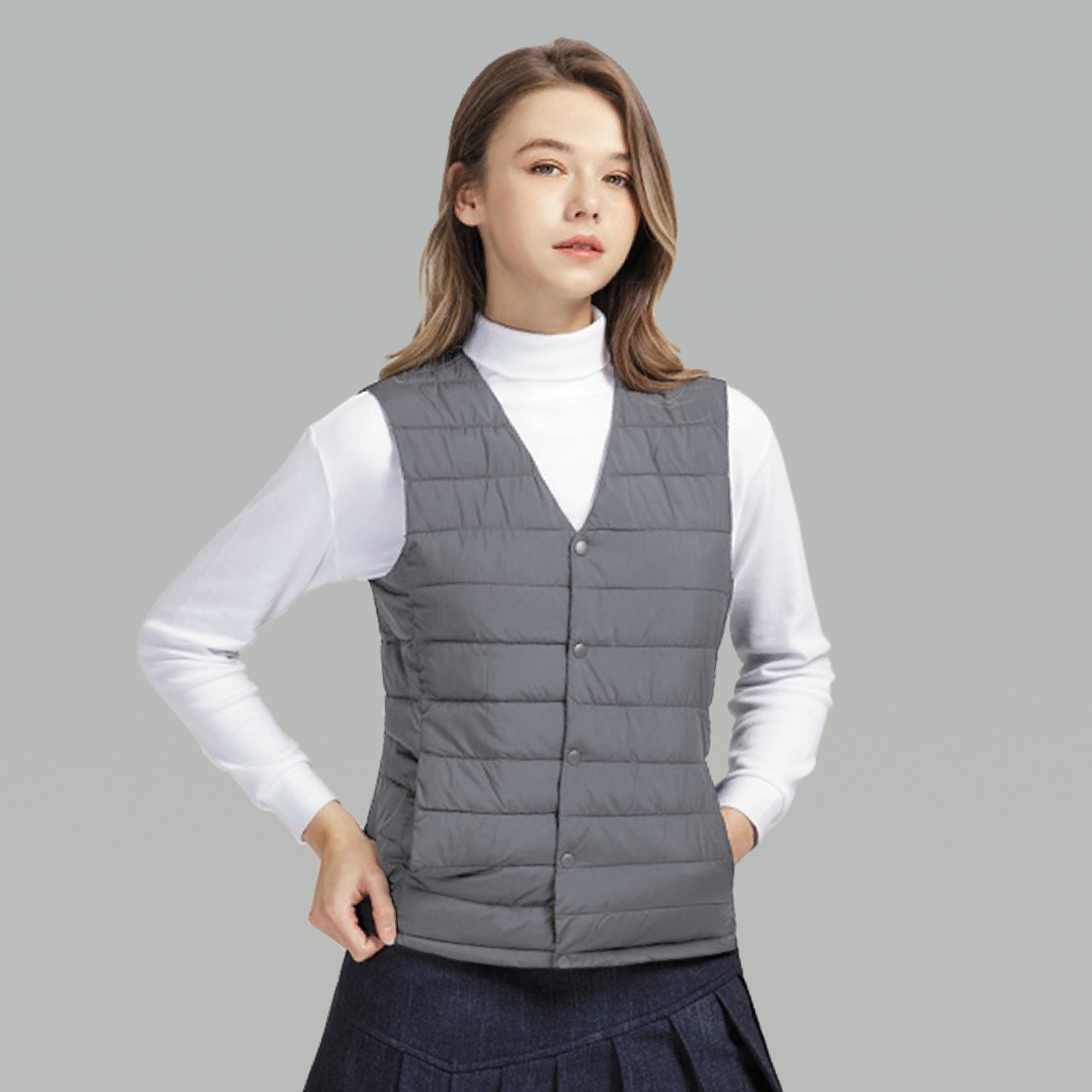 그레이 웰론 패딩 조끼