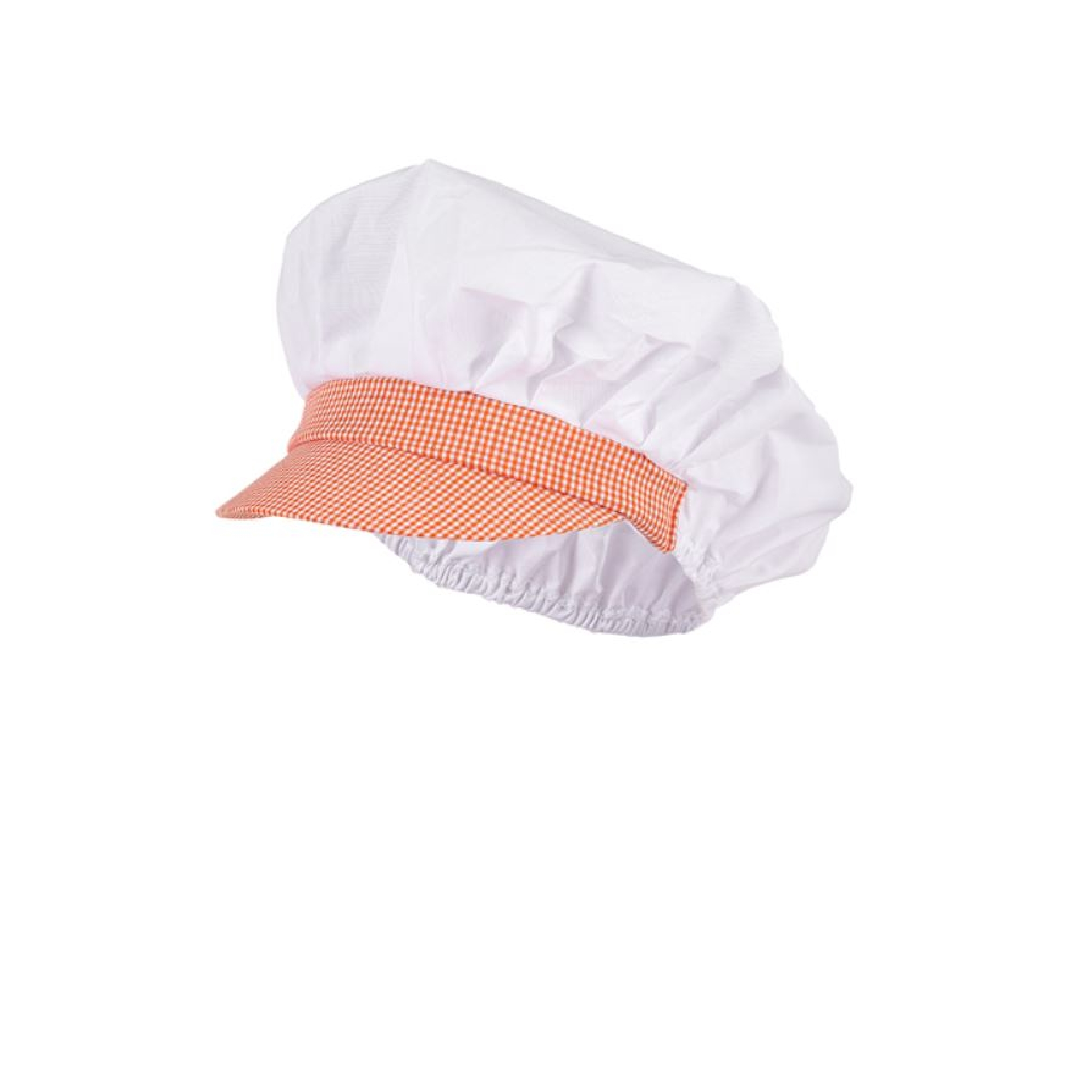 오렌지 체크 전체 천 위생 모자
