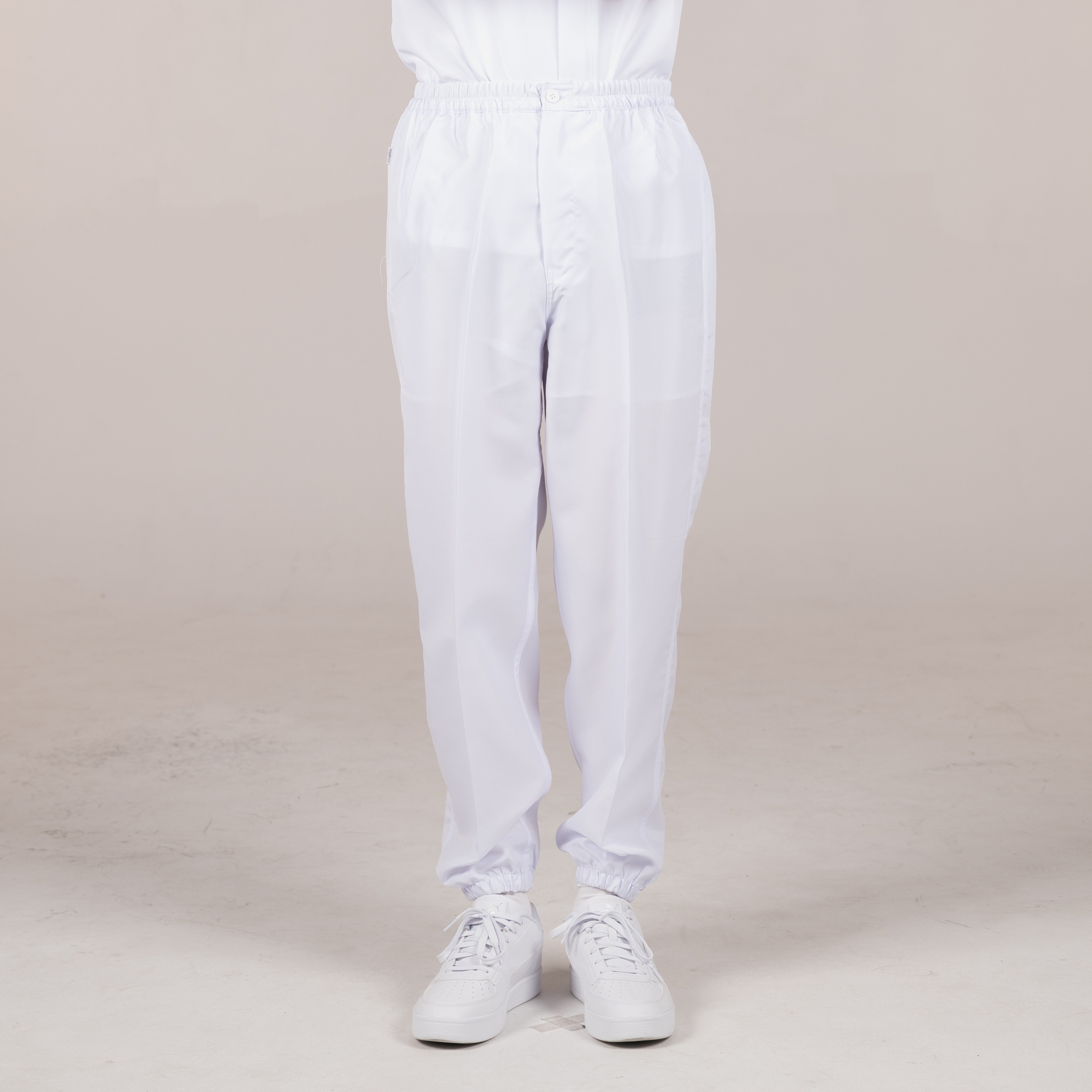 화이트 25수 폴리 맛드 위생바지