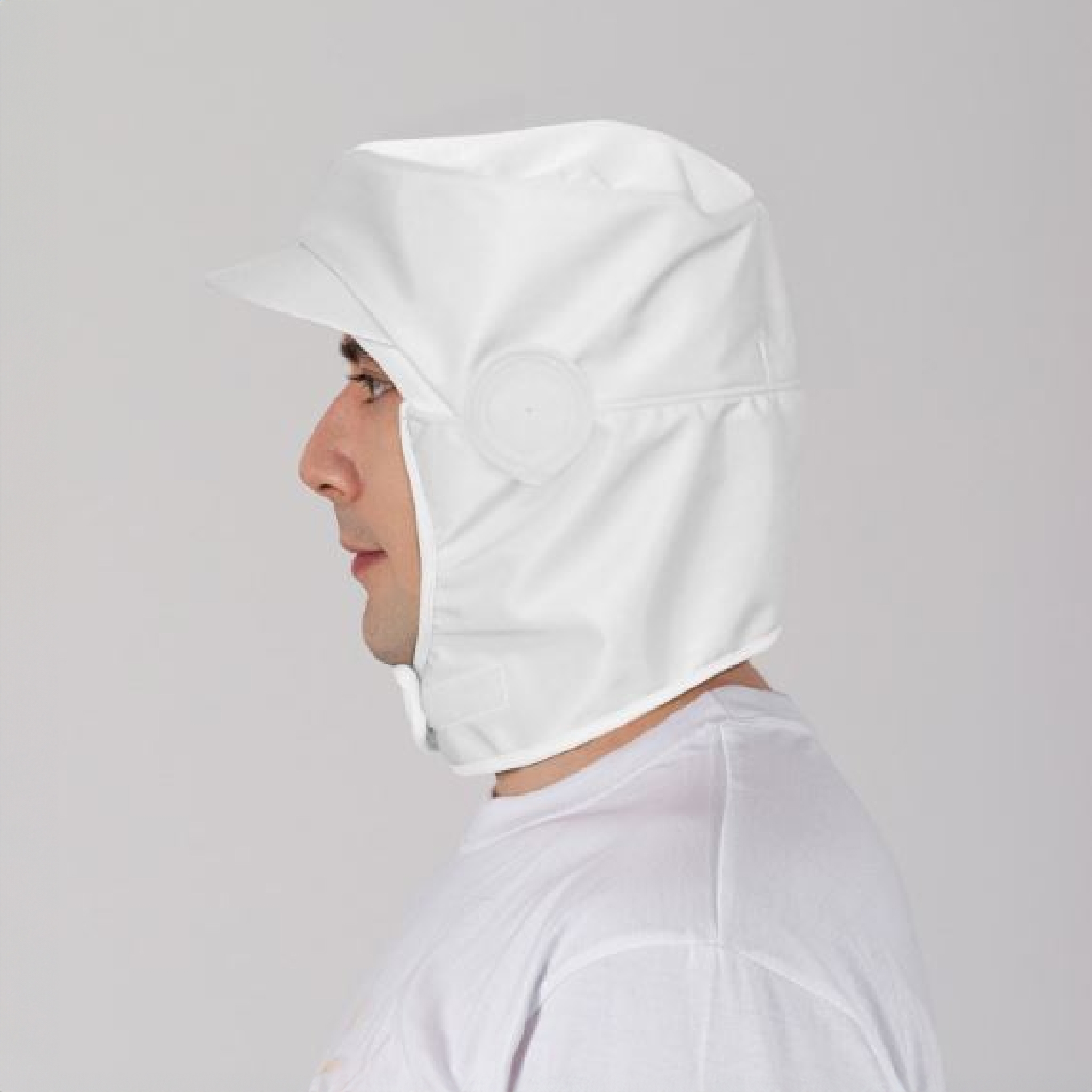 화이트 턱 벨크로 기모 위생 모자