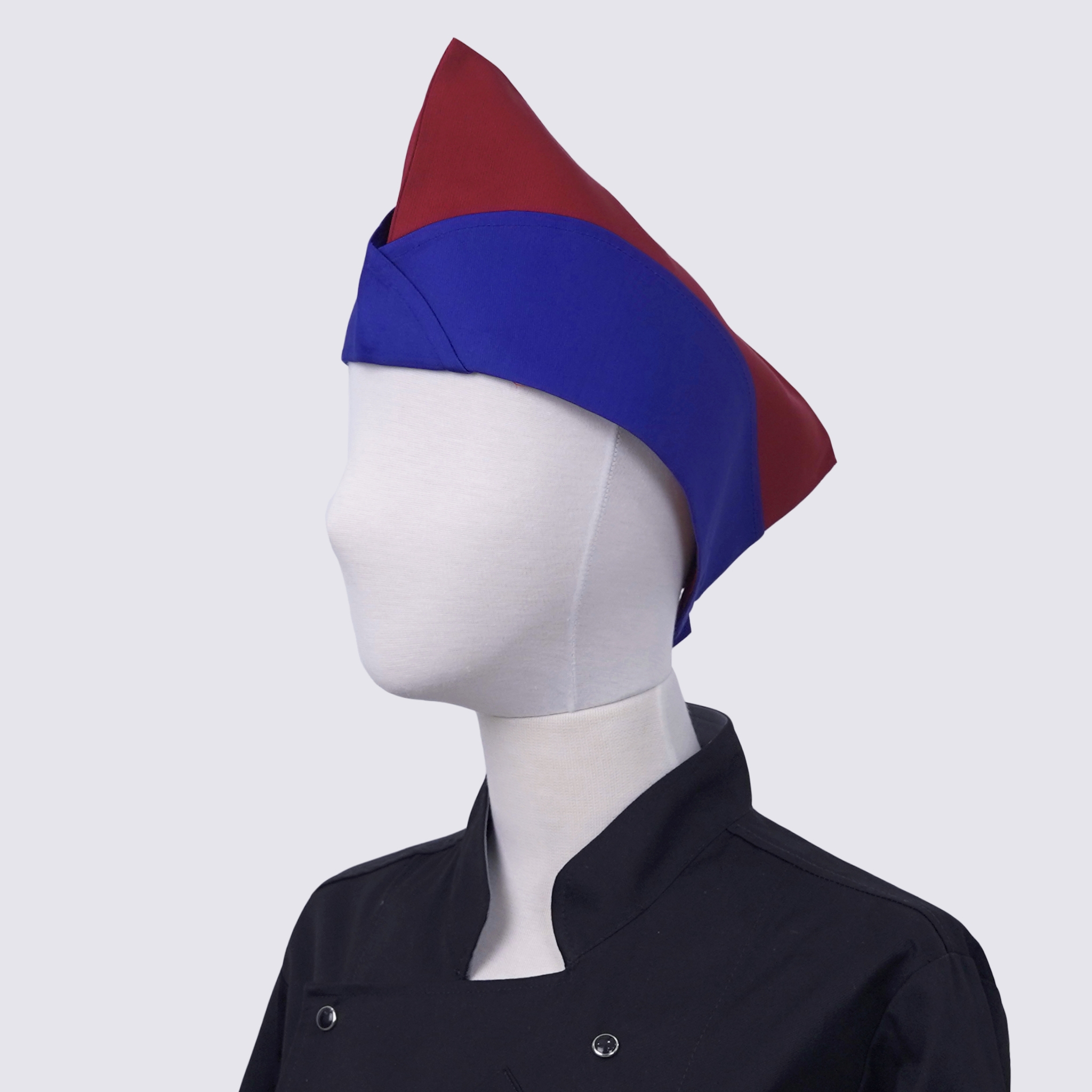 블루 레드 배색 헬로 모자